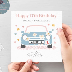 パーソナライズされた女の子の運転学習者向け姪っ子 17 歳の誕生日カード、姪っ子 17 歳の誕生日カード、特別な姪っ子の誕生日カード
