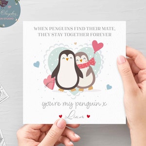 Personalised Penguin Valentine's Day Card For Boyfriend, Girlfriend, Partner, Fiancé, Fiancée, You're My Penguin Valentine's Day Card