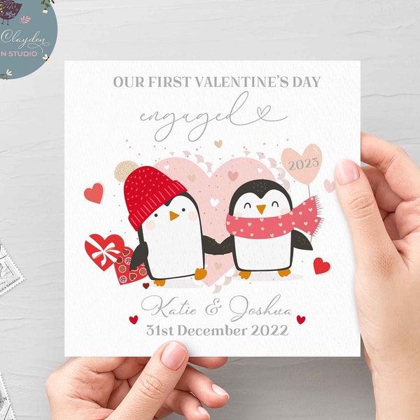 Personalised First Valentine's Day Engaged Card, Engaged Valentine's Card, Valentine's Card For Fiancé, Fiancée Valentine's Card