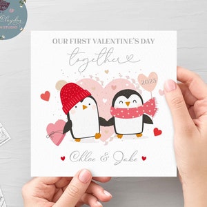 Carte personnalisée de la première Saint-Valentin ensemble, carte de Saint-Valentin ensemble, carte de Saint-Valentin mignon pour couple