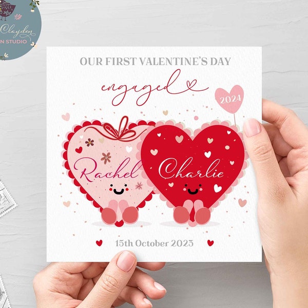 Personalised Our First Valentine's Day Engaged Card, Engaged Valentine's Card, Valentine's Card For Fiancé, Fiancée Valentine's Card 2024