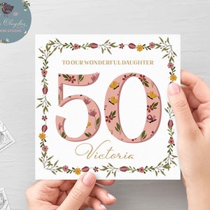 Personalisierte 50. Geburtstagskarte für Tochter, 50. Geburtstagskarte für Tochter, Wundervolle Tochter 50. Geburtstagskarte