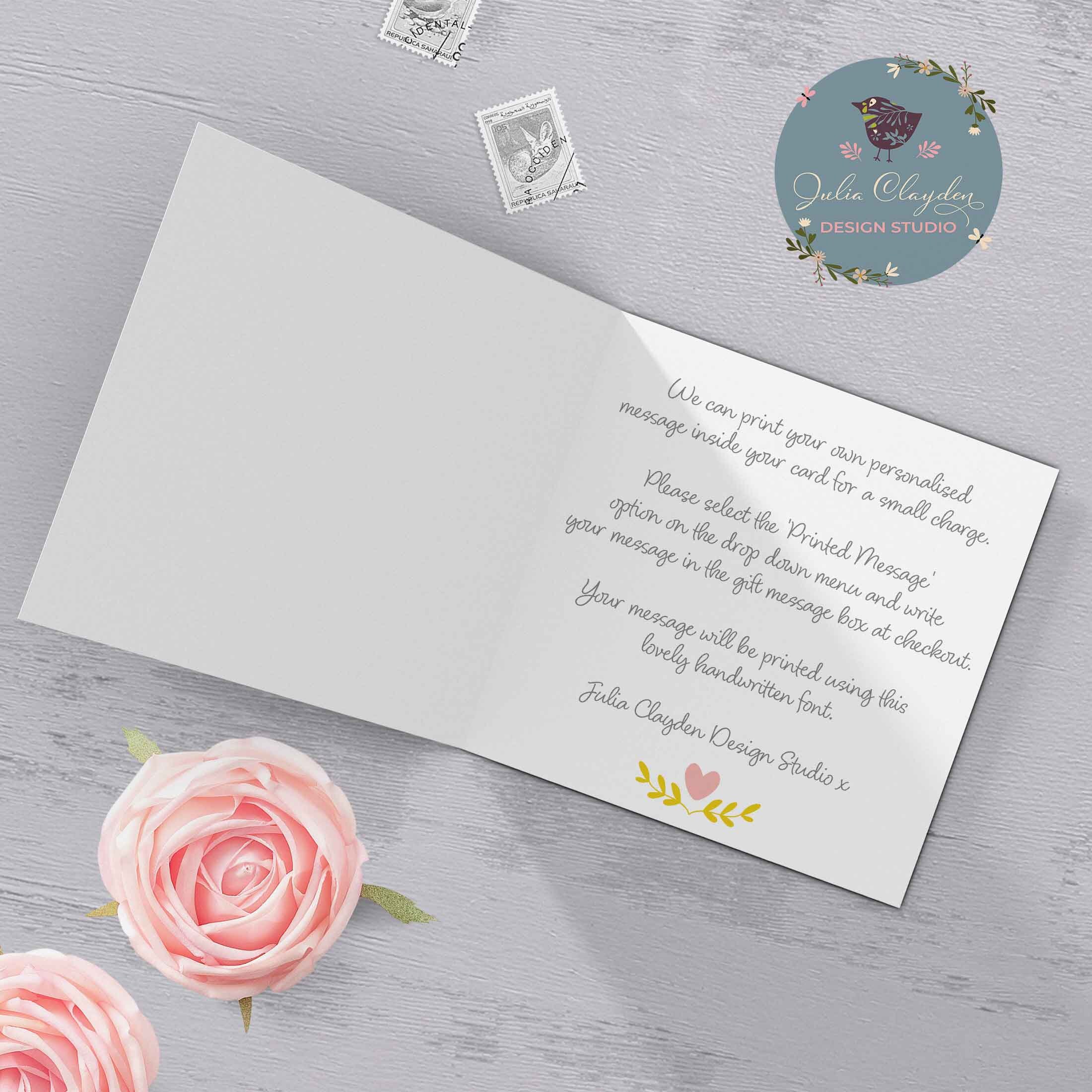 Personalized Floral Birthday Card – Custom Name, Handmade UK - UK - View #2