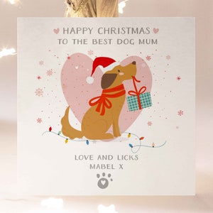 Personalised Christmas Card From The Dog, Dog Christmas Card With Paw, Merry Christmas Dog Mum Xmas Card