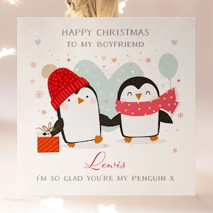 Tarjeta de Navidad personalizada de pingüino para novio, eres mi tarjeta de Navidad de pingüino para novio, tarjeta de Navidad de novio