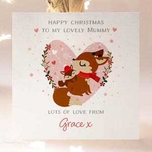 Personalisierte Hirsch Weihnachtskarte für Mama von Tochter oder Sohn, Mama Weihnachtskarte, süße Weihnachtskarte für Mama