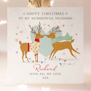 Carte de Noël personnalisée pour mari, carte de Noël renne pour mari, carte de Noël personnalisée mari avec amour