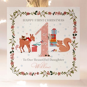 Primera tarjeta de Navidad personalizada para hija, 1ª tarjeta de Navidad para hija pequeña, tarjeta de Navidad personalizada para hija