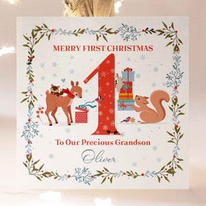 Tarjeta de Navidad personalizada para nieto, primera tarjeta de Navidad para bebé, primera tarjeta de Navidad personalizada para bebé