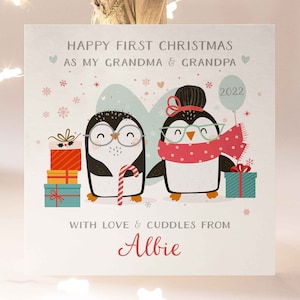 Tarjeta personalizada de primera Navidad para abuelos, feliz primera Navidad como tarjeta de mi abuela y abuelo, tarjeta de Navidad de abuelos