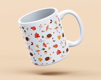 Mushroom Ceramic Mug: Autumn Nature Decor Gift