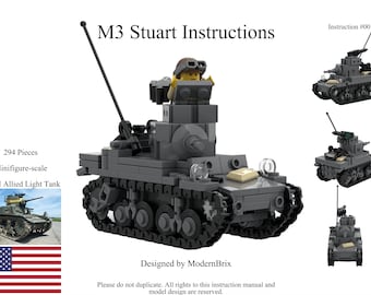 WWII M3 Stuart Tank Custom Building Instructions