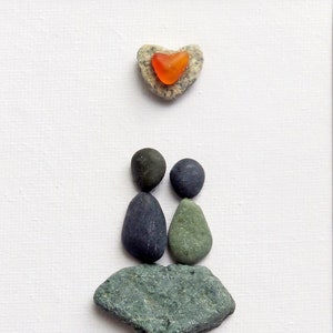 Pebble Art, " You & Me " Pebble Art, Stone Hand Carft, Anniversary Card, Valentines 3D Card
