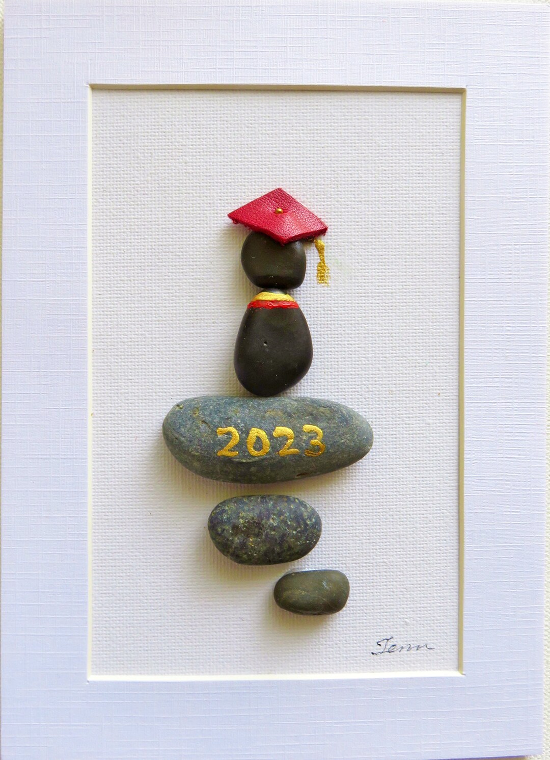 Pebble Art the Top Graduation Pebble Art Beach - Etsy