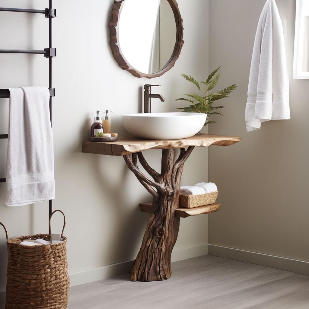 Live Edge Counter Wood Bathroom Vanity Bathroom Vanities Floating ...