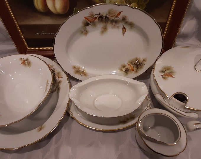 Vintage Japanese Fine Translucent China Pine Tree Collection Dining Set ...