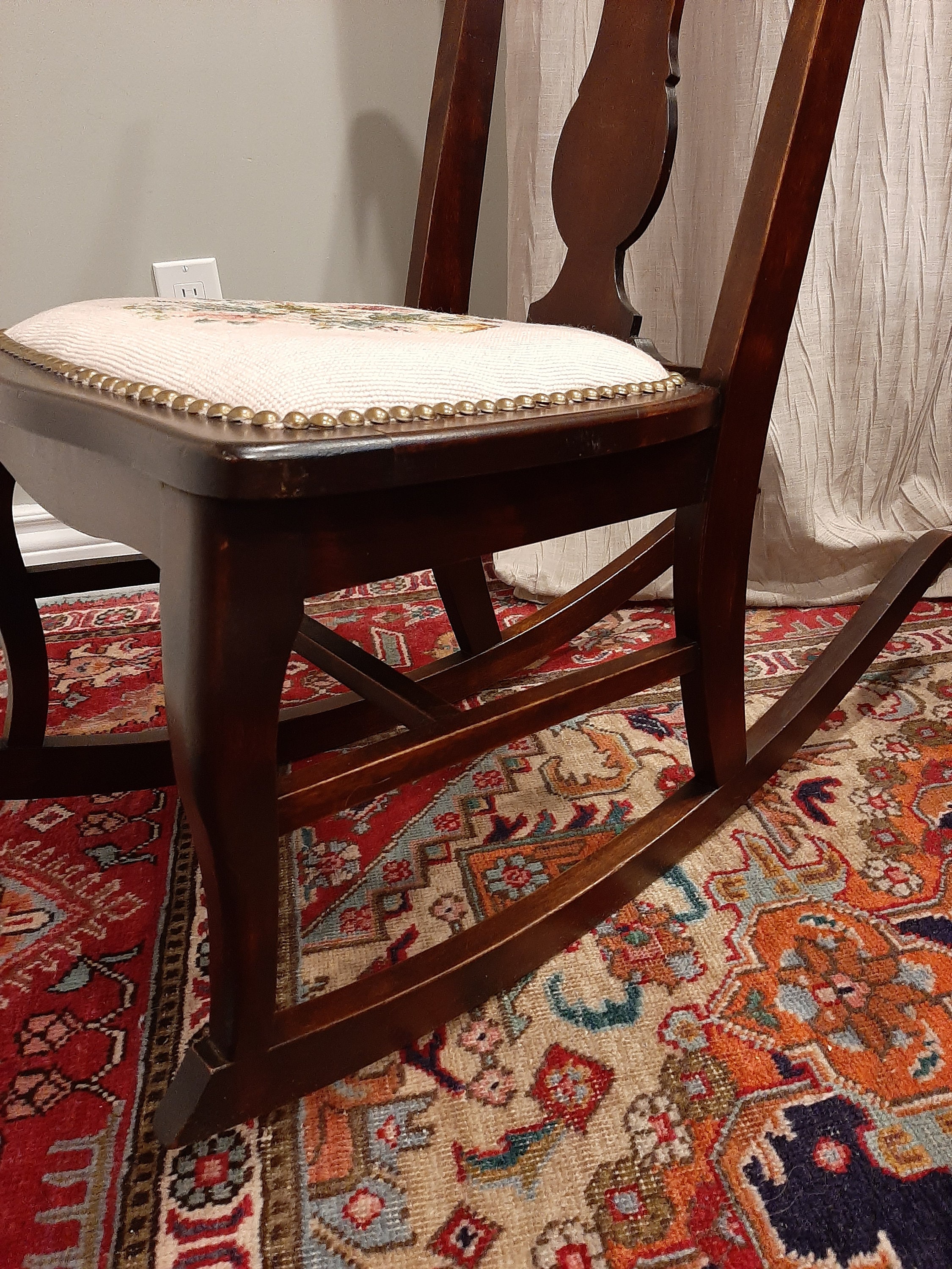 Vintage Victorian Style Hand Carved Dark Solid Wood CHILED ROCKING ...