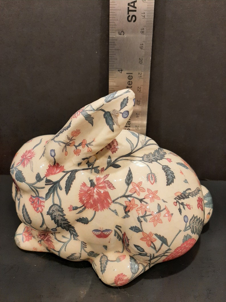 Vintage Porcelain Patchwork Floral Bunny Rabbit Figurine Designs by ...