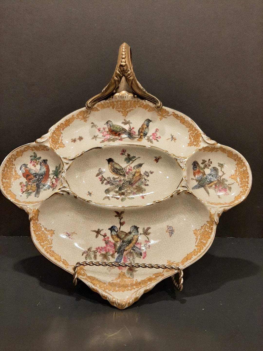 Napolean Chinaware Vintage Art Nouveay Wong Lee WL 1895 Crackle Glaze China Porcelain ...