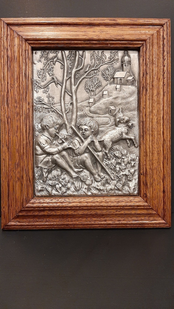 Vintage Handcrafted Framed Frieling-zinn Germany 95% Pewter Wall