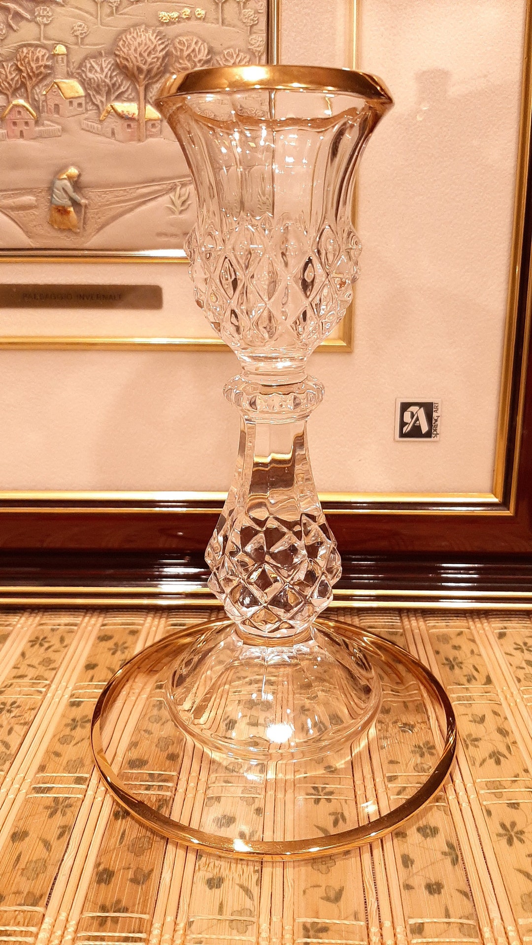 Collectible Vintage Bohemian Lead Crystal Candlestick Holders Hand