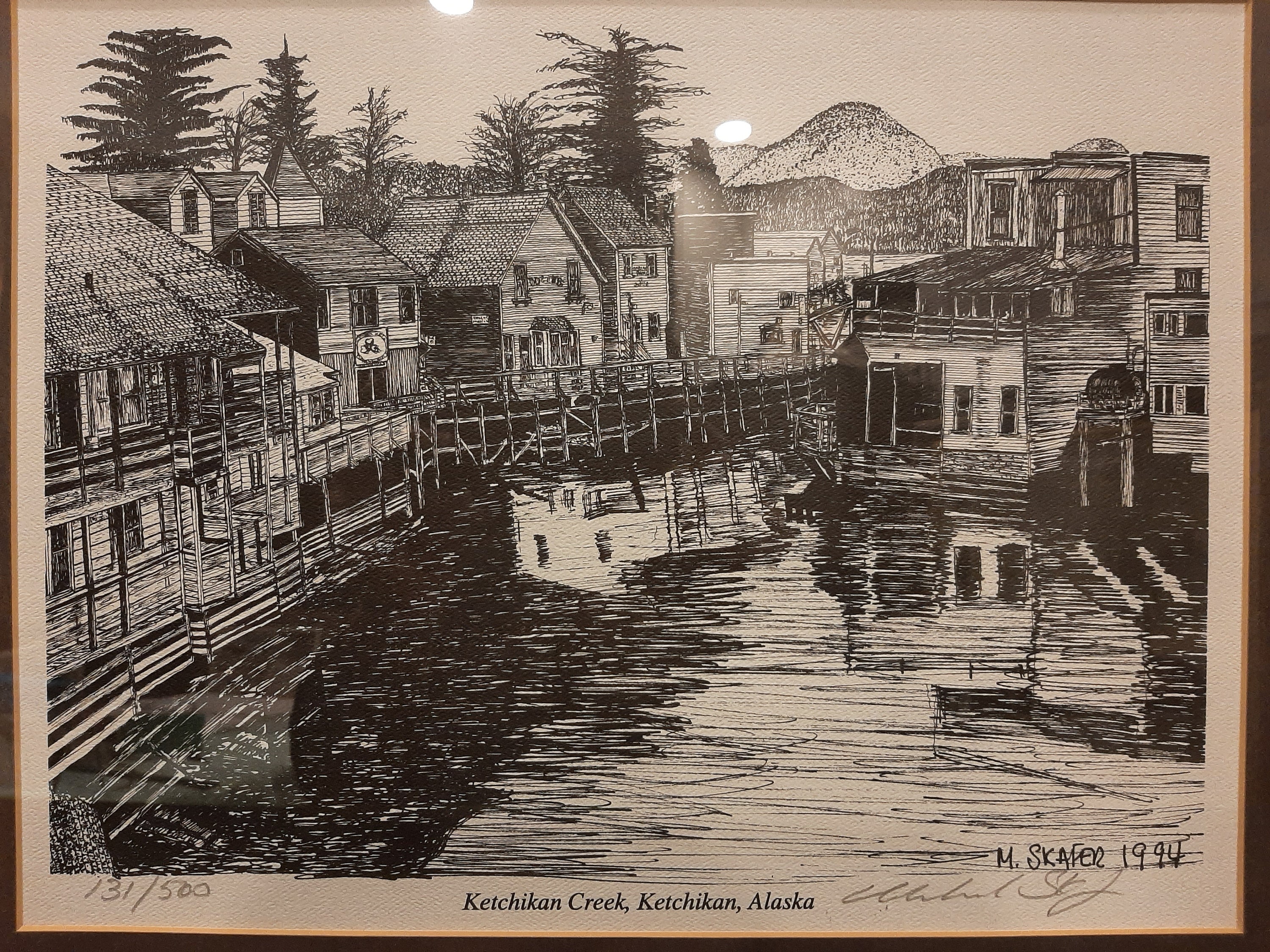 American Artist M.SKAFER Vintage Print Pen & Ink Drawing Signed ...