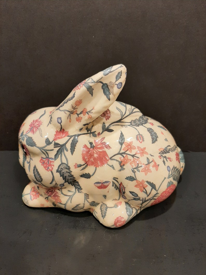 Vintage Porcelain Patchwork Floral Bunny Rabbit Figurine Designs by ...