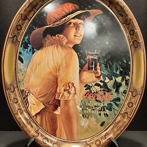 Vintage Original Collectible COCA-COLA Advertising Tray Enjoy Coca-Cola Delicious & Refreshing Limited Edition Replica 1916 Circa 1970s
