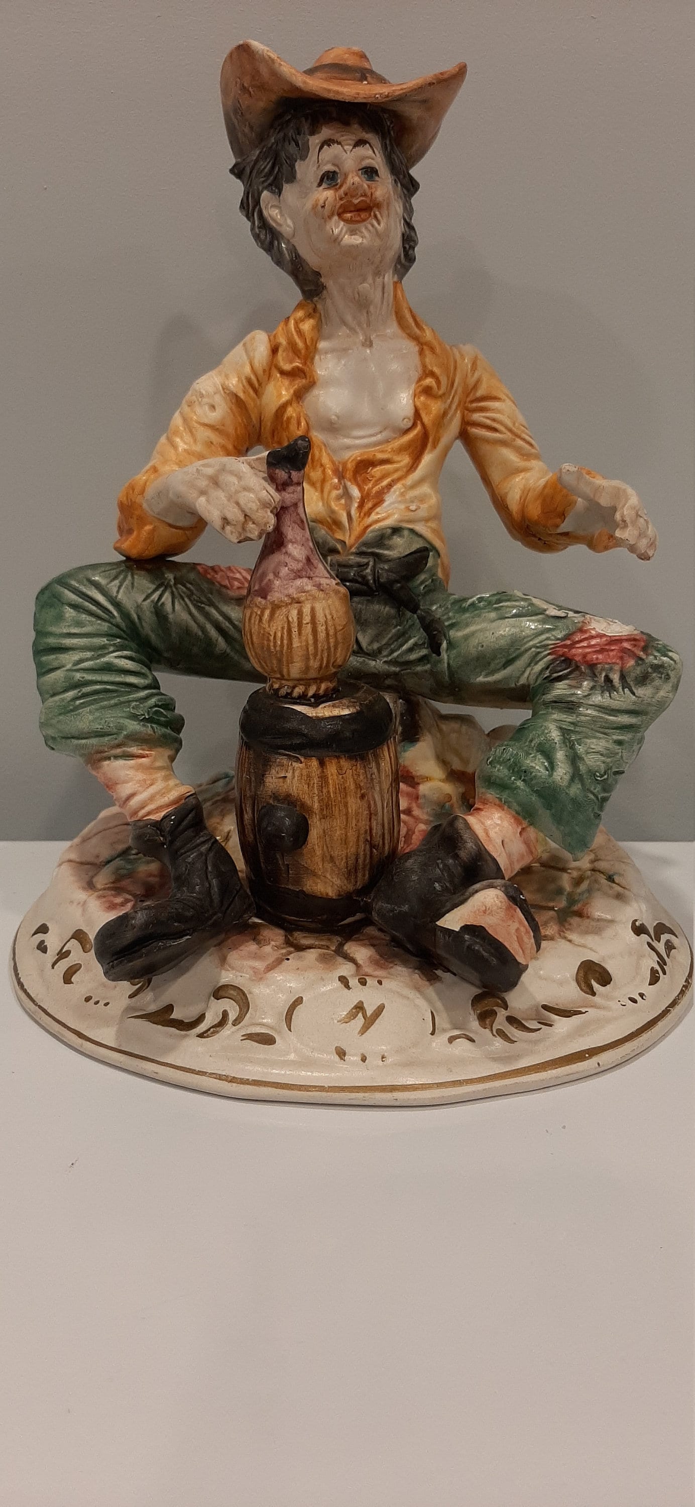 Vintage Rare Capodimonte Porcelain Figurine Hobo Drinking Wine Etsy