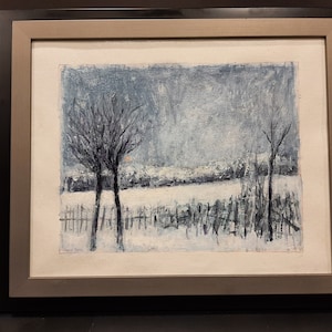 Artista canadese GABRIEL PASCU Originale impressionista dipinto a olio su tela Paesaggio invernale Arte moderna