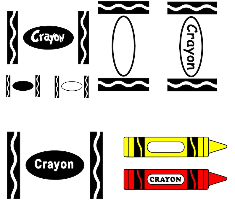 Crayon Crayons Logo Emblem Bundle SVG and JPG Cutting Files Etsy
