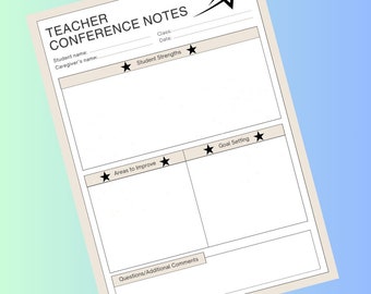 Teacher Conference Form for Caregiver/Parent Teacher Meeting