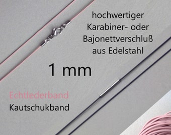 1mm filigrane Lederkette, Lederband, Kautschukband, ultra dünn,