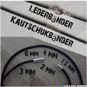 1.5 / 2 / 3 / 4 and 6 mm leather chain, rubber chain with clasp, chokers, leather straps, rubber straps