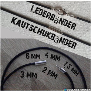 1,5 / 2 / 3 / 4 und 6mm Lederkette, Kautschukkette mit Verschluss, Halsreifen, Lederbänder, Kautschukbänder Bild 1