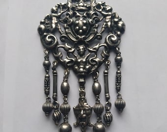 Antique Peruzzi Boston Large Sterling Pendant