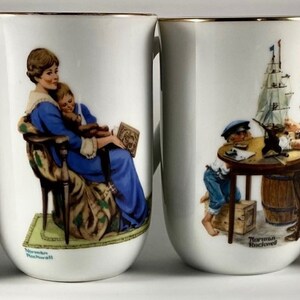 Lovely, Unused Set of Four Norman Rockwell Museum Coffee Mugs/Cups