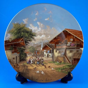 Beautiful, Mint Condition, German Collector Plate from The Bradford Exchange. “At the Village Fountain”.