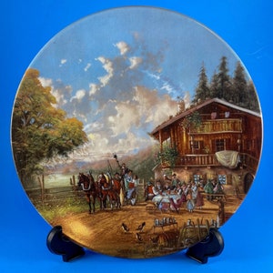 Beautiful, Mint Condition, German Collector Plate from The Bradford Exchange. “Stop at the Village Inn”.