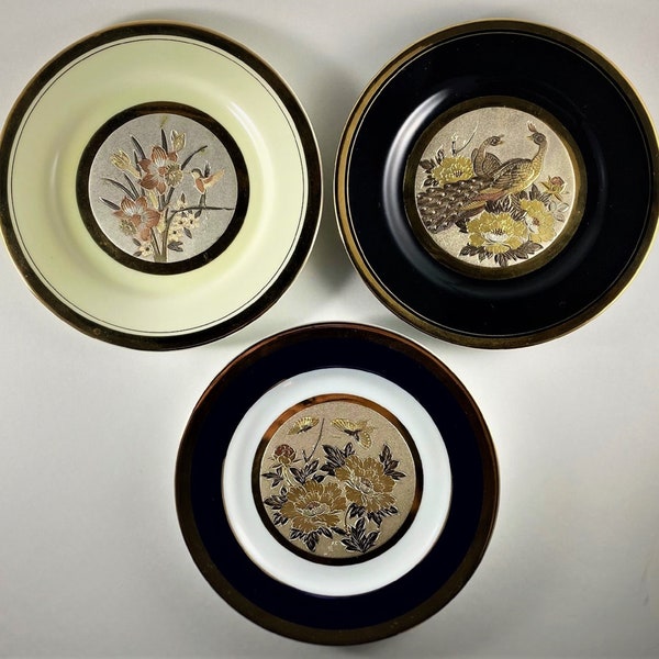 Vintage Set of Three Japanese Chokin collector plates