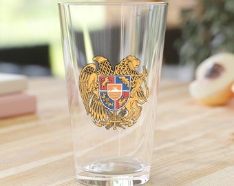 Armenian Crest Drinking Glass • Armenian Drinking Glass • Armenian Crest Glass • Armenian Gift • Armenian Housewarming