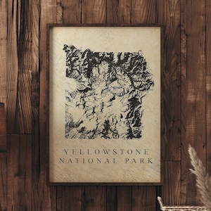 Poster del Parco Nazionale di Yellowstone, Yellowstone Print Wall Art, Decorazioni western per la casa, Regali per lui, Decorazioni per l'ufficio per lui, Yellowstone Art