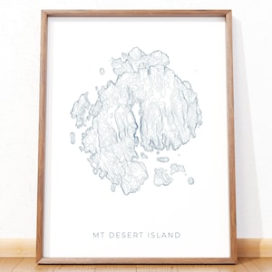 Impression Mount Desert Island, affiche du parc national d'Acadia, carte topographique, carte du parc national, carte en relief de style 3D, carte moderne, art mural