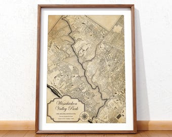 Vintage Wissahickon Park Map Poster, Philadelphia Wall Art of the Wissahickon Valley, Antique Philly Gift for Men’s Office, Wissahickon Art