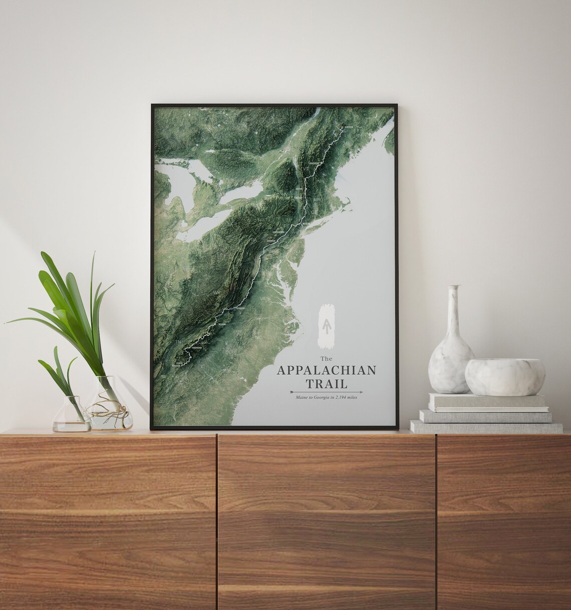 Appalachian Trail Map Art, Topographic Map Art, Appalachian Trail Gifts