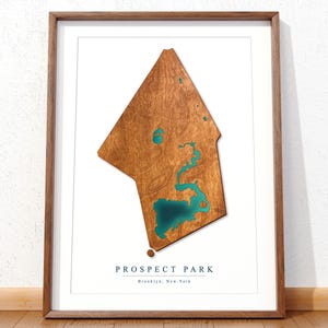 Prospect Park Map | Topographic Map | Wooden Style Map | Brooklyn Park Map | Wall Art | Home Decor