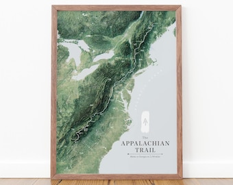 Appalachian Trail Topographic Map Art: Hiking Gift, Office Decor