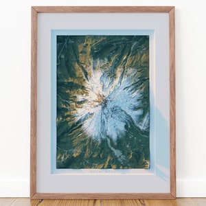 Mount Hood Wandkunst, Winter Topographische Karte, Oregon Büro Wanddekor, Kartographie Kunst, Berge Wandern Geschenke, Pazifischer Nordwesten Kunst
