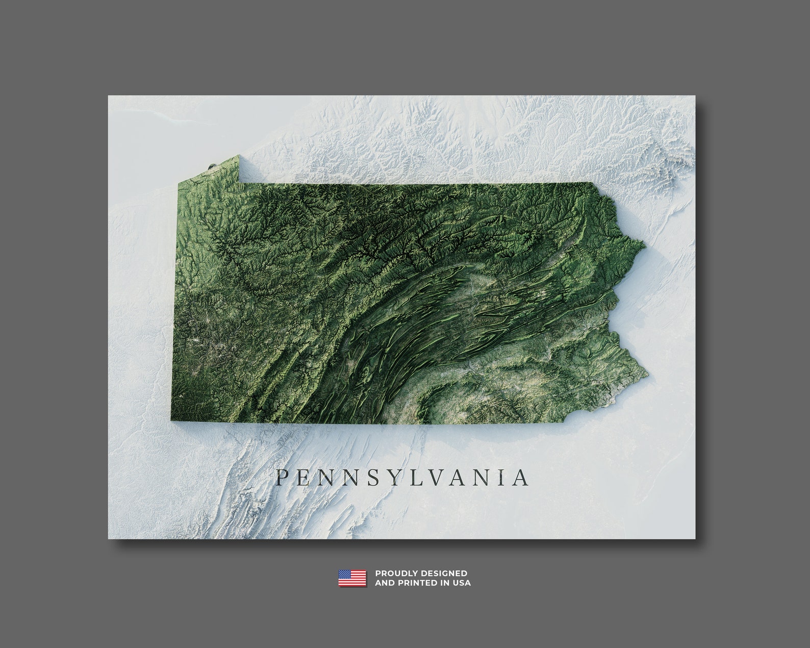 Pennsylvania Map Art Print, Topographic Map of Pennsylvania Art ...