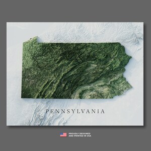 Pennsylvania Map Art Print, Topographic Map of Pennsylvania Art ...